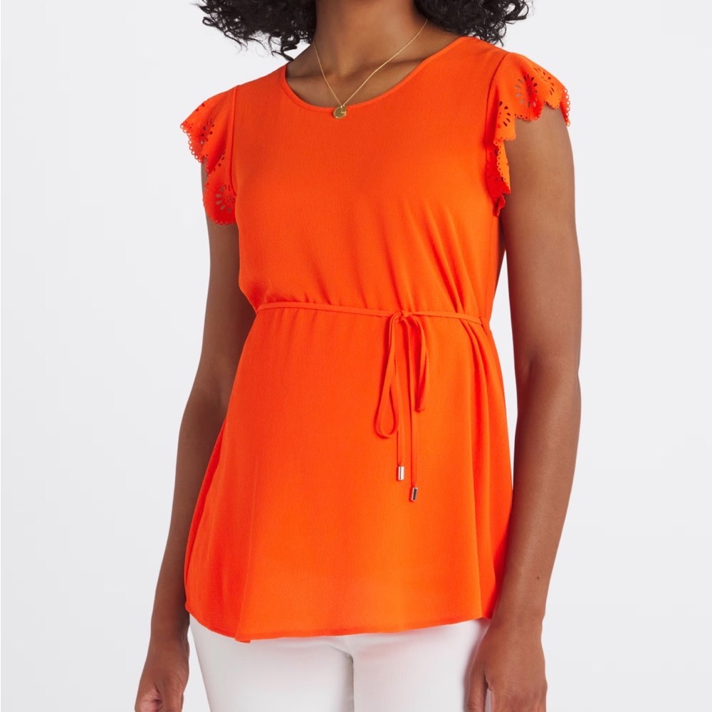 Full Moon Cheryl Maternity Tie Front Blouse